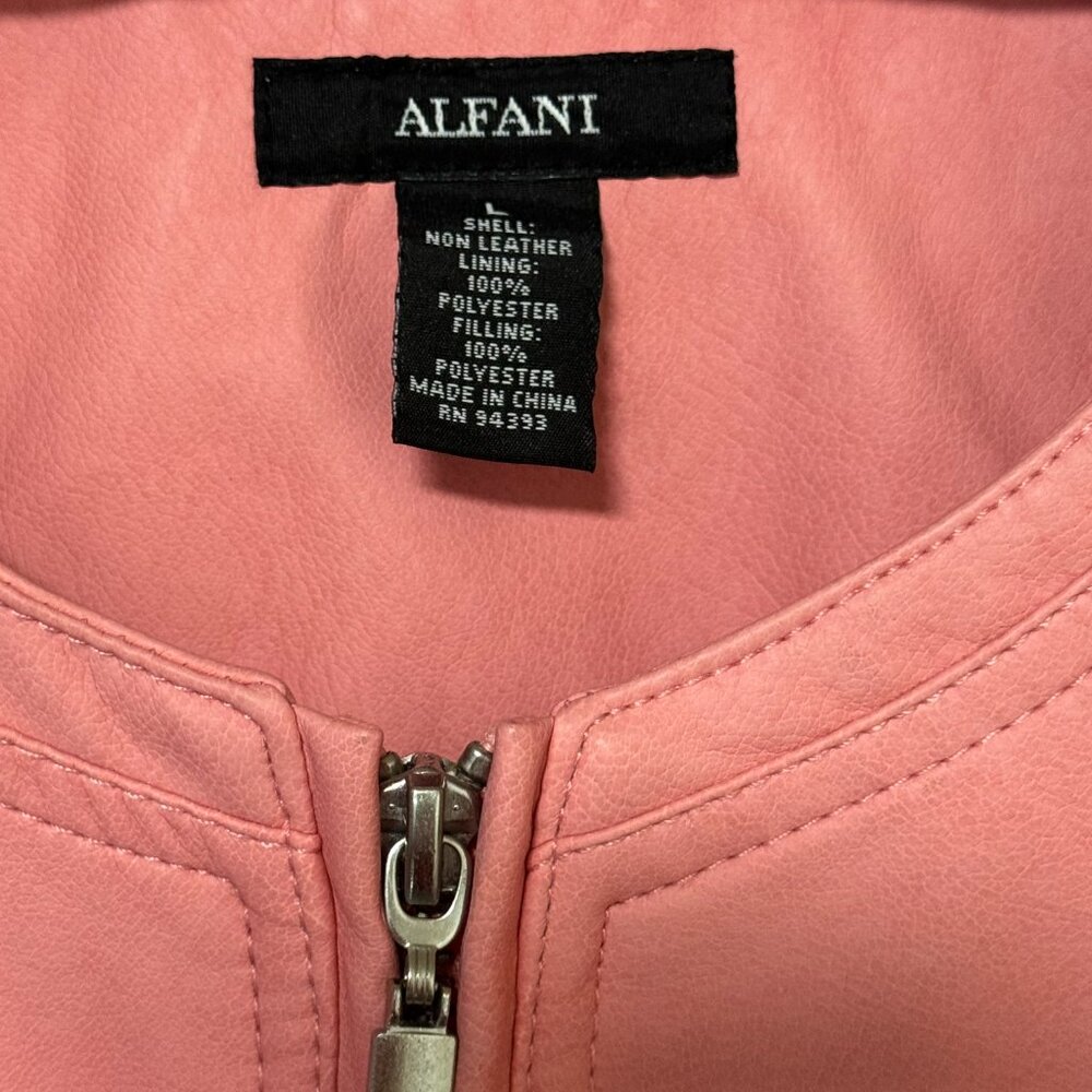 Pink Alfani vegetarian leather jacket, NWT, size: L - Picture 2 of 8